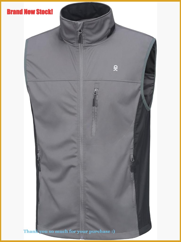 Men's Lightweight Softshell Vest Windproof Sleeveless Jacket For Running Hiking